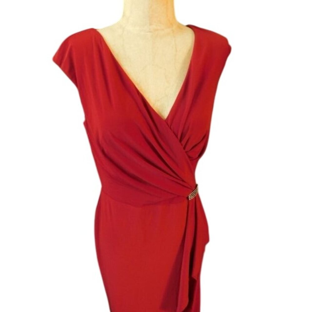 Ralph Lauren Size 4  dark red Dressy Event Formal Evening STRETCH Sleeveless Dre - Picture 2 of 3